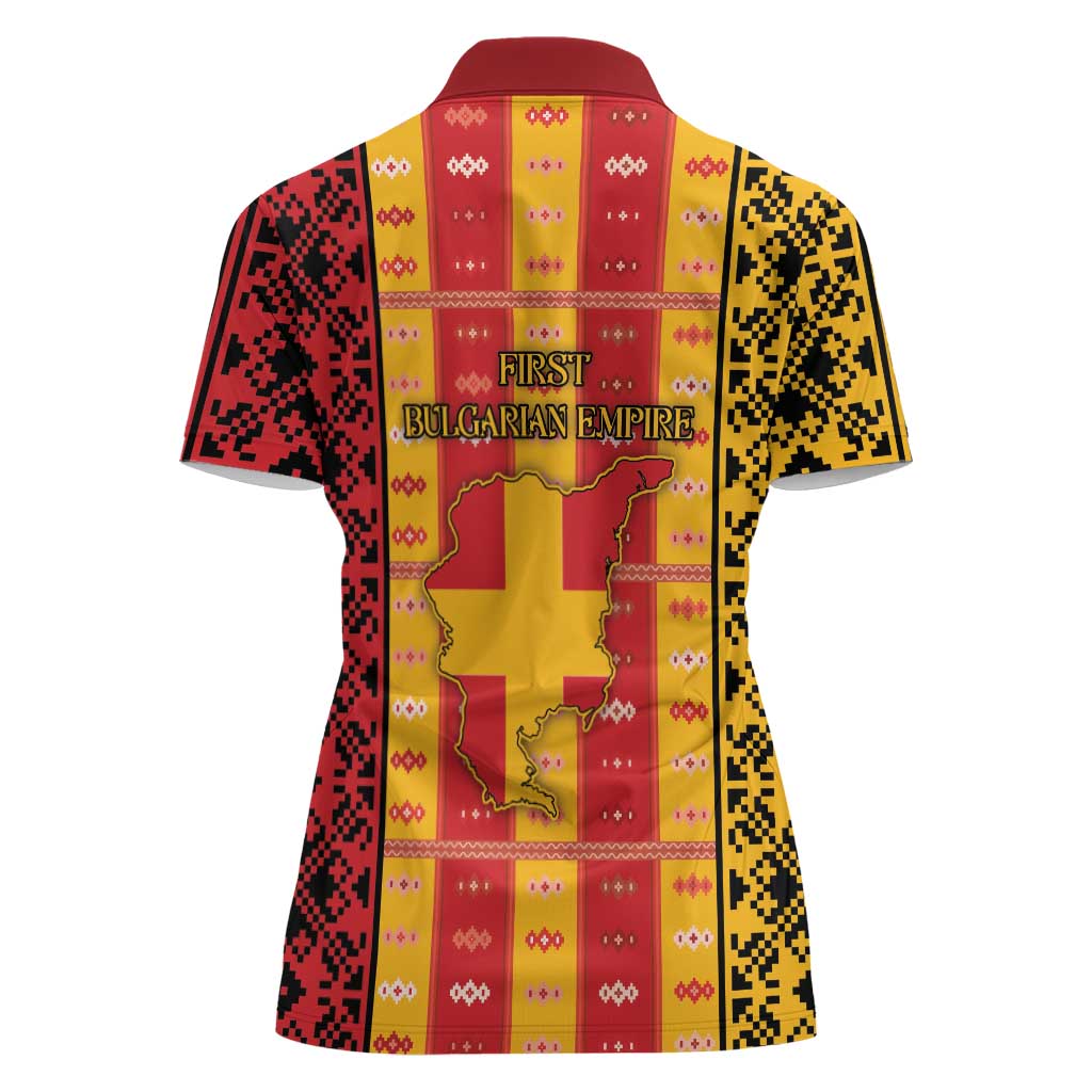 First Bulgarian Empire Women Polo Shirt Slavic Patterns - Wonder Print Shop