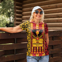 First Bulgarian Empire Women Polo Shirt Slavic Patterns - Wonder Print Shop