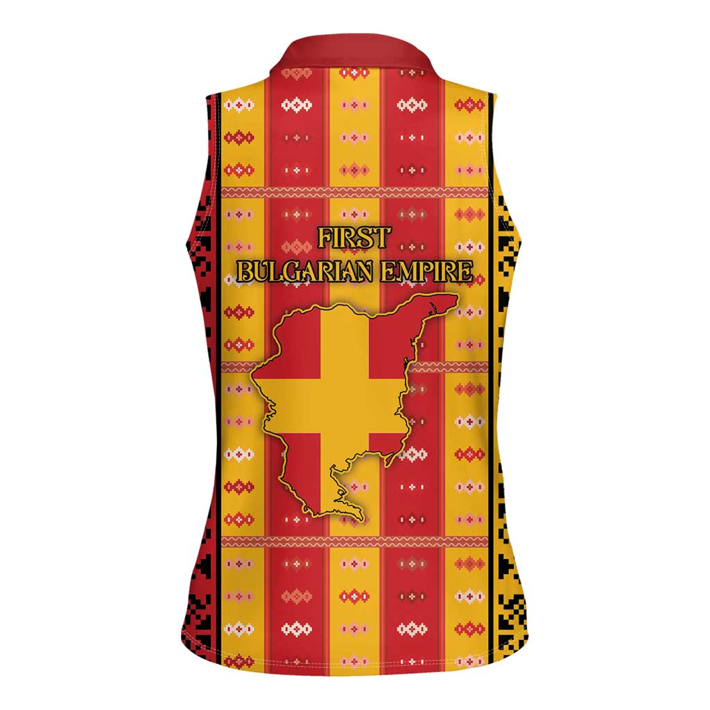 First Bulgarian Empire Women Sleeveless Polo Shirt Slavic Patterns - Wonder Print Shop