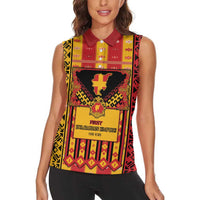 First Bulgarian Empire Women Sleeveless Polo Shirt Slavic Patterns - Wonder Print Shop