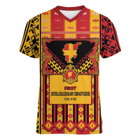 First Bulgarian Empire Women V-Neck T-Shirt Slavic Patterns - Wonder Print Shop