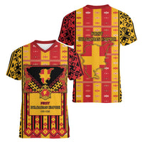 First Bulgarian Empire Women V-Neck T-Shirt Slavic Patterns - Wonder Print Shop