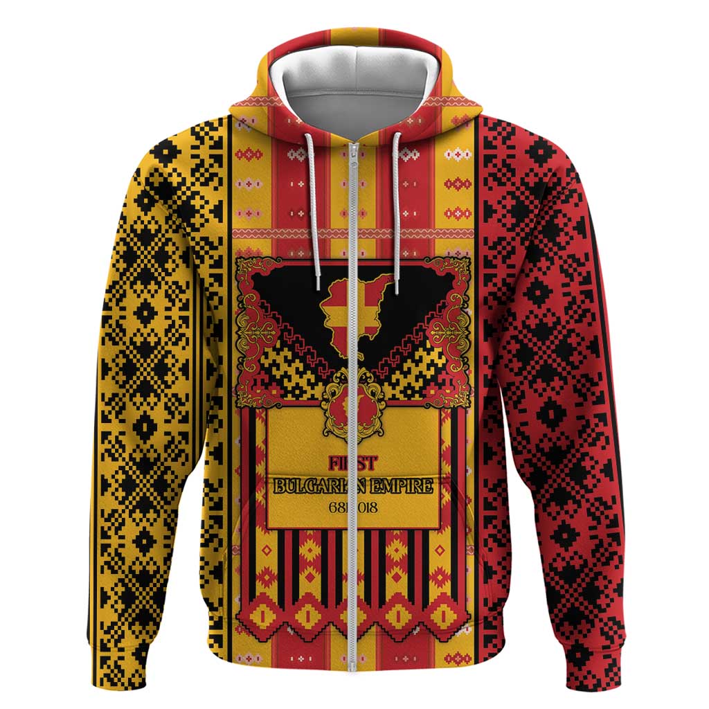 First Bulgarian Empire Zip Hoodie Slavic Patterns - Wonder Print Shop