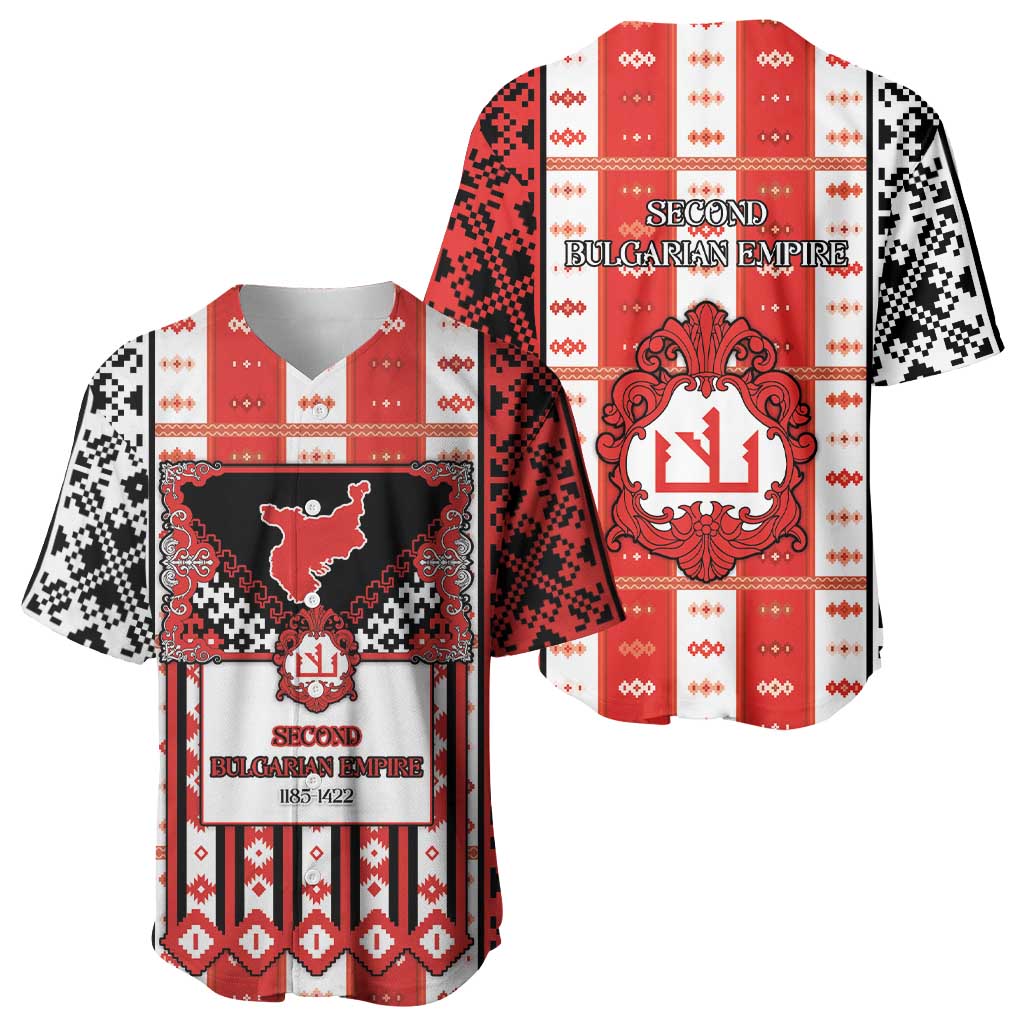 Second Bulgarian Empire Baseball Jersey Slavic Patterns - Wonder Print Shop