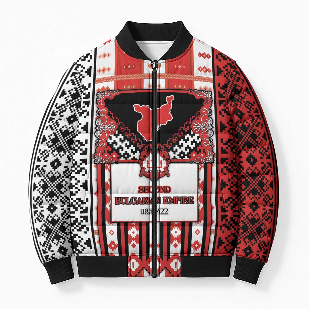 Second Bulgarian Empire Bomber Puffer Jacket Slavic Patterns - Wonder Print Shop