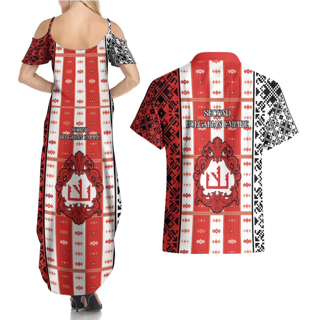 Second Bulgarian Empire Couples Matching Summer Maxi Dress and Hawaiian Shirt Slavic Patterns - Wonder Print Shop