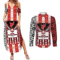 Second Bulgarian Empire Couples Matching Summer Maxi Dress and Long Sleeve Button Shirt Slavic Patterns - Wonder Print Shop