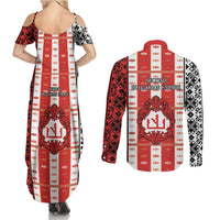 Second Bulgarian Empire Couples Matching Summer Maxi Dress and Long Sleeve Button Shirt Slavic Patterns - Wonder Print Shop
