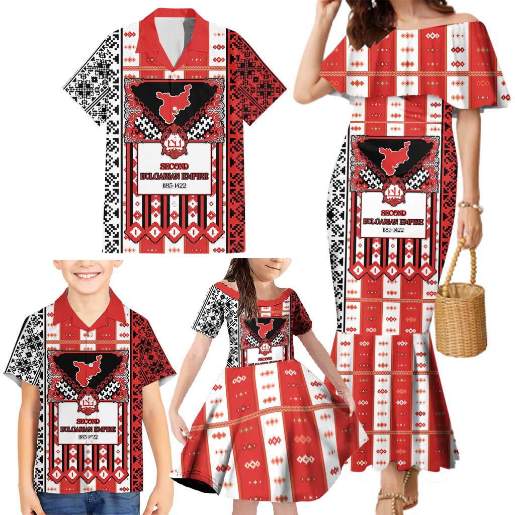 Second Bulgarian Empire Family Matching Mermaid Dress and Hawaiian Shirt Slavic Patterns - Wonder Print Shop