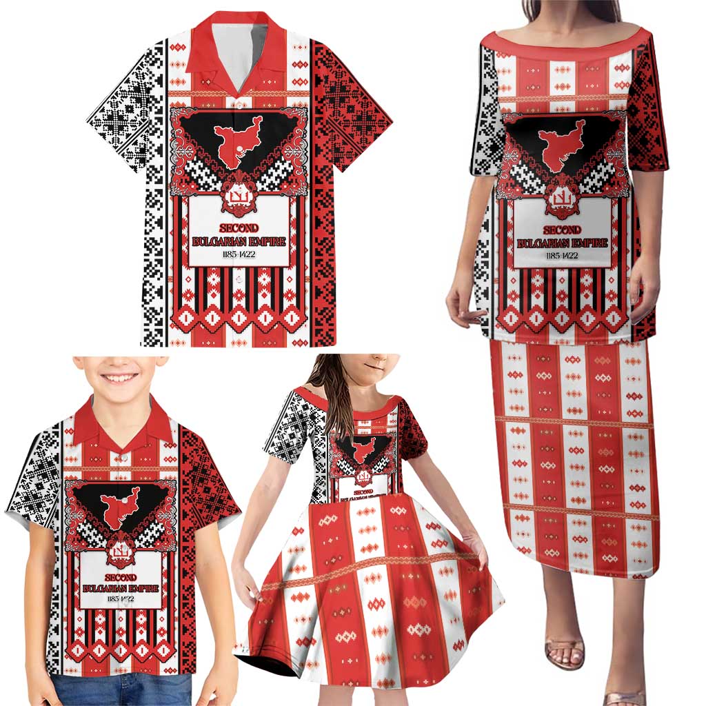 Second Bulgarian Empire Family Matching Puletasi and Hawaiian Shirt Slavic Patterns - Wonder Print Shop