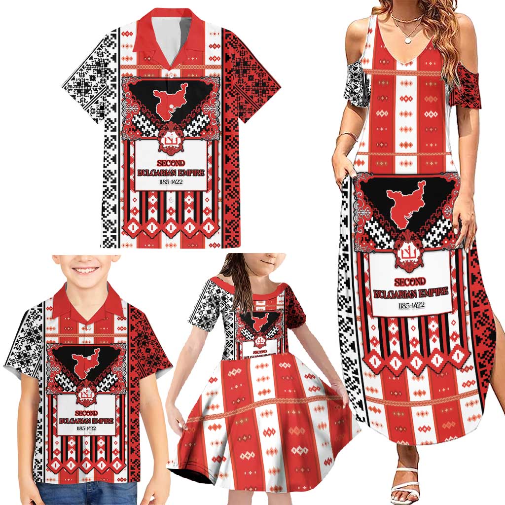 Second Bulgarian Empire Family Matching Summer Maxi Dress and Hawaiian Shirt Slavic Patterns - Wonder Print Shop