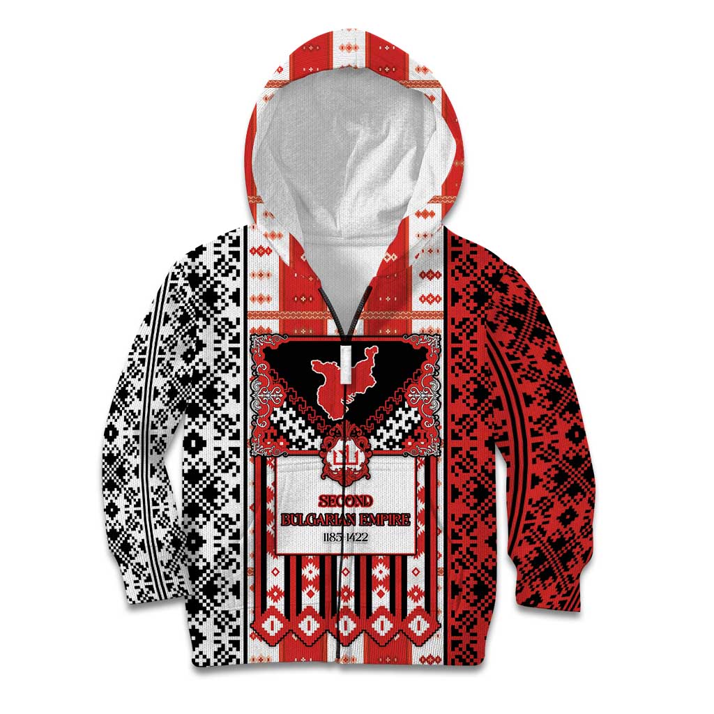 Second Bulgarian Empire Kid Hoodie Slavic Patterns - Wonder Print Shop