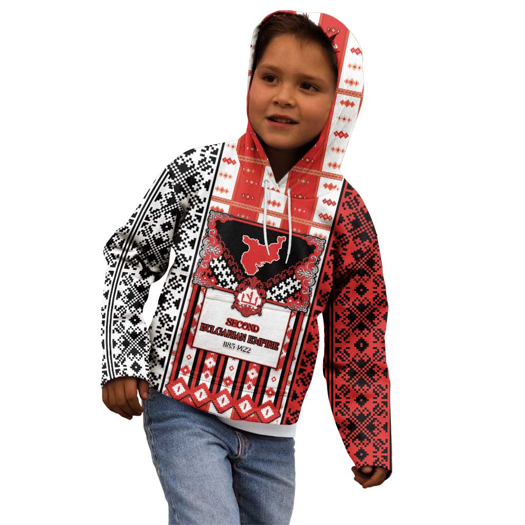 Second Bulgarian Empire Kid Hoodie Slavic Patterns - Wonder Print Shop