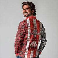 Second Bulgarian Empire Long Sleeve Polo Shirt Slavic Patterns - Wonder Print Shop