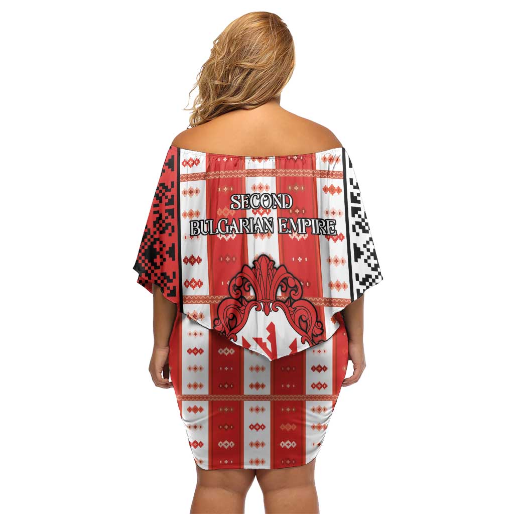 Second Bulgarian Empire Off Shoulder Short Dress Slavic Patterns - Wonder Print Shop