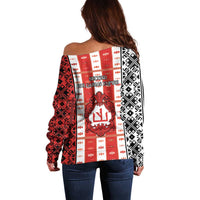 Second Bulgarian Empire Off Shoulder Sweater Slavic Patterns - Wonder Print Shop