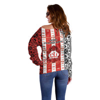 Second Bulgarian Empire Off Shoulder Sweater Slavic Patterns - Wonder Print Shop