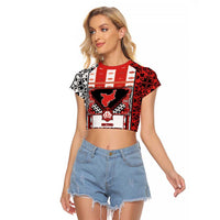 Second Bulgarian Empire Raglan Cropped T Shirt Slavic Patterns - Wonder Print Shop