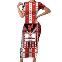 Second Bulgarian Empire Short Sleeve Bodycon Dress Slavic Patterns - undefined