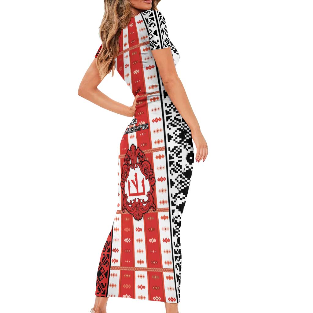 Second Bulgarian Empire Short Sleeve Bodycon Dress Slavic Patterns - undefined