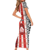 Second Bulgarian Empire Short Sleeve Bodycon Dress Slavic Patterns - undefined