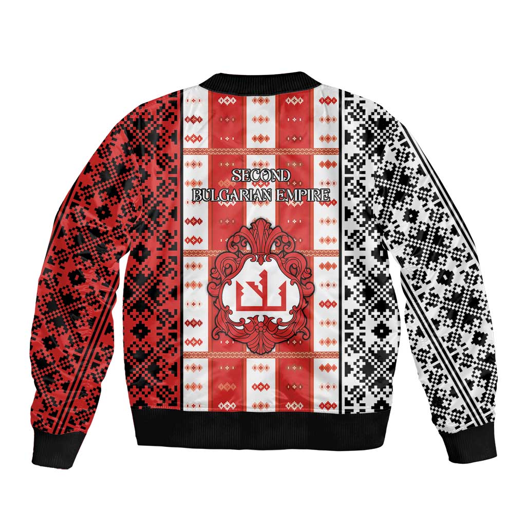 Second Bulgarian Empire Sleeve Zip Bomber Jacket Slavic Patterns - Wonder Print Shop
