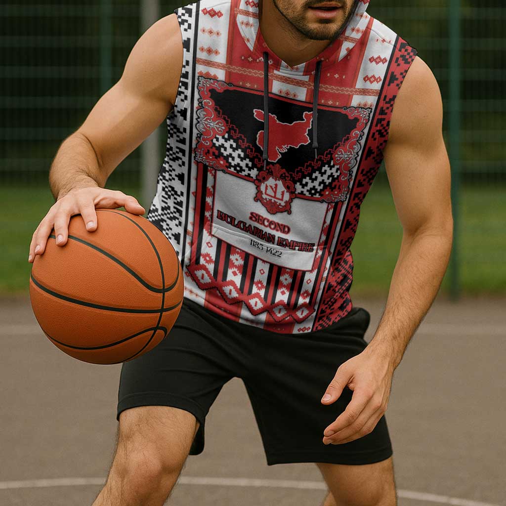 Second Bulgarian Empire Sleeveless Hoodie Slavic Patterns - Wonder Print Shop