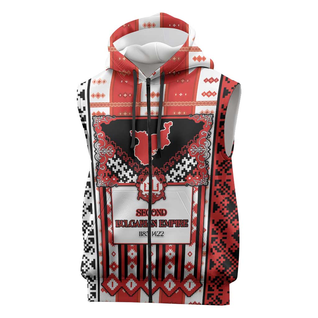 Second Bulgarian Empire Sleeveless Zip Hoodie Slavic Patterns - Wonder Print Shop