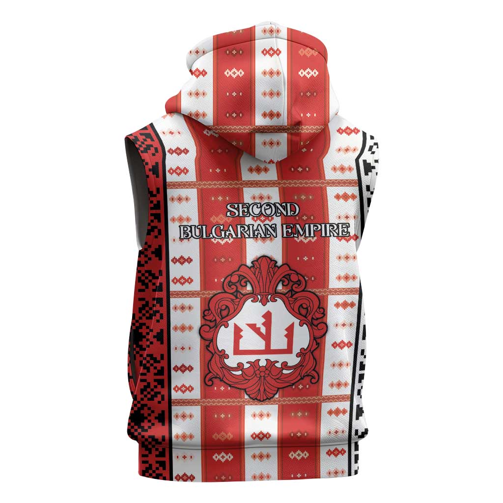Second Bulgarian Empire Sleeveless Zip Hoodie Slavic Patterns - Wonder Print Shop