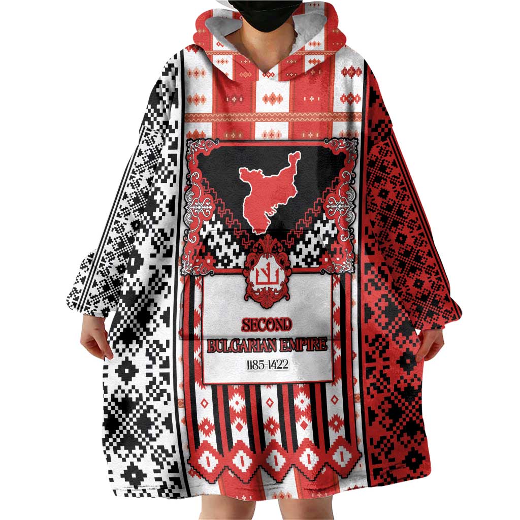 Second Bulgarian Empire Wearable Blanket Hoodie Slavic Patterns - Wonder Print Shop
