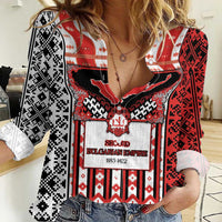 Second Bulgarian Empire Women Casual Shirt Slavic Patterns - Wonder Print Shop