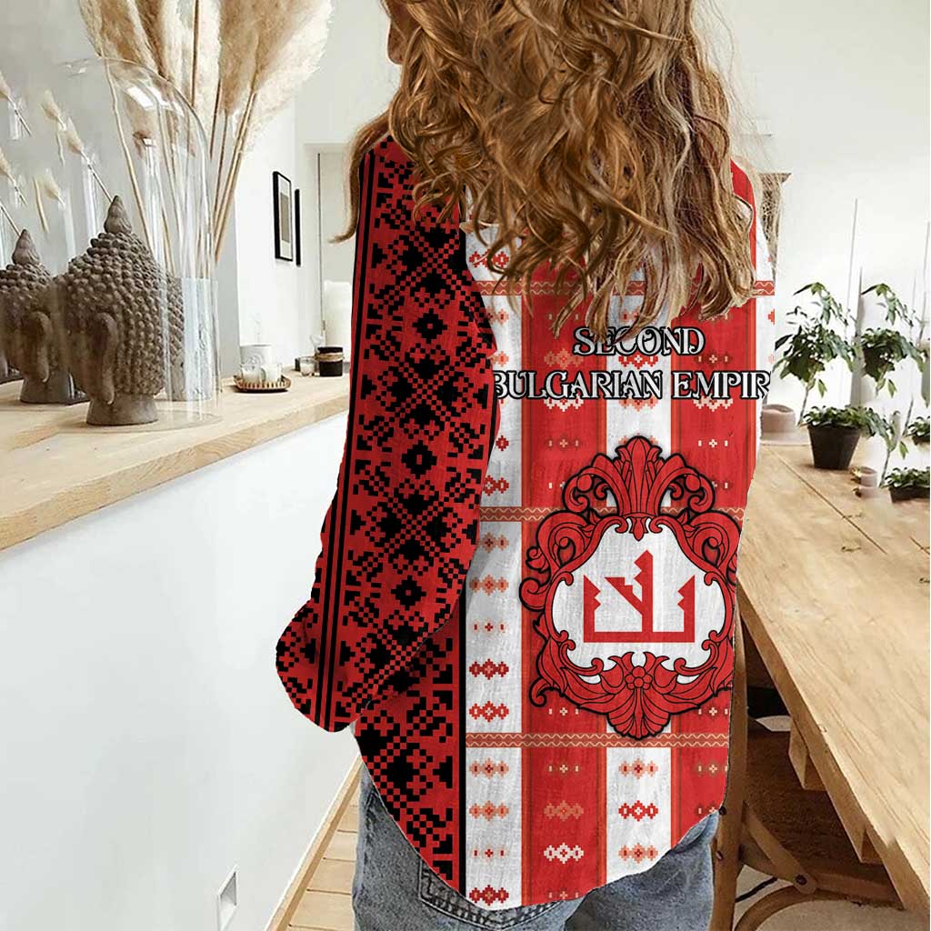 Second Bulgarian Empire Women Casual Shirt Slavic Patterns - Wonder Print Shop