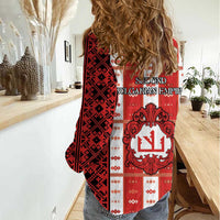 Second Bulgarian Empire Women Casual Shirt Slavic Patterns - Wonder Print Shop