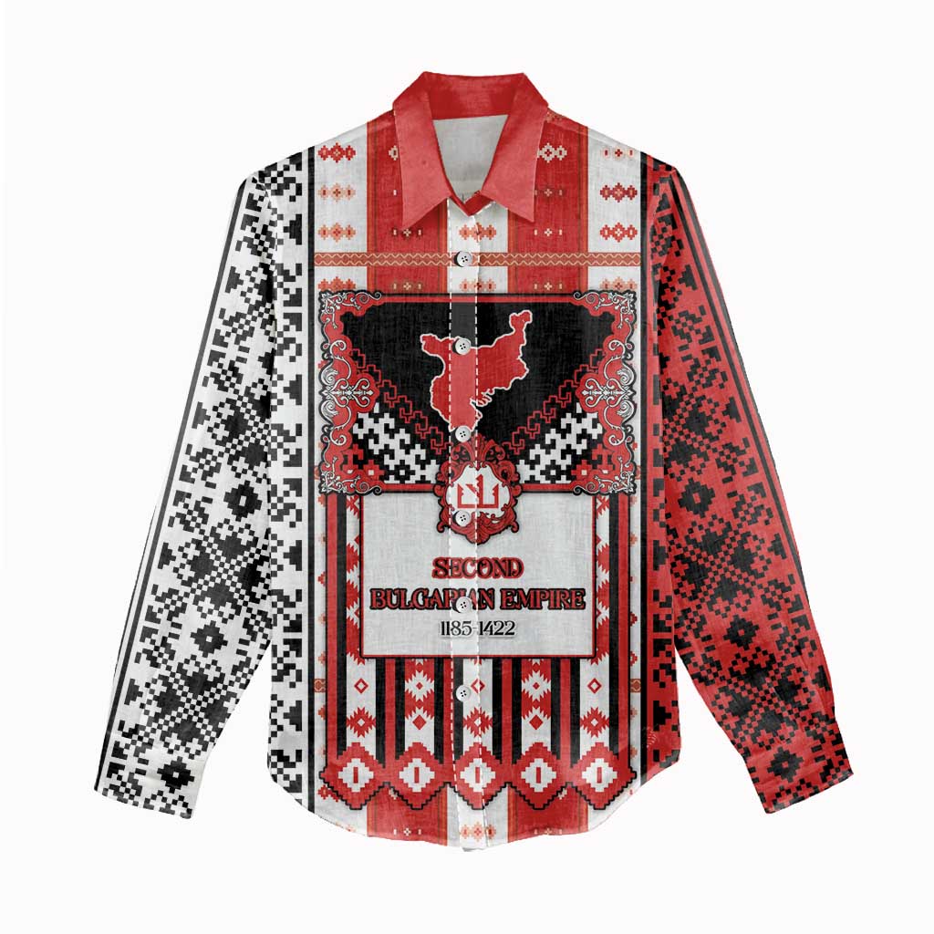 Second Bulgarian Empire Women Casual Shirt Slavic Patterns - Wonder Print Shop