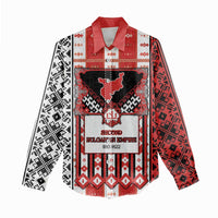 Second Bulgarian Empire Women Casual Shirt Slavic Patterns - Wonder Print Shop