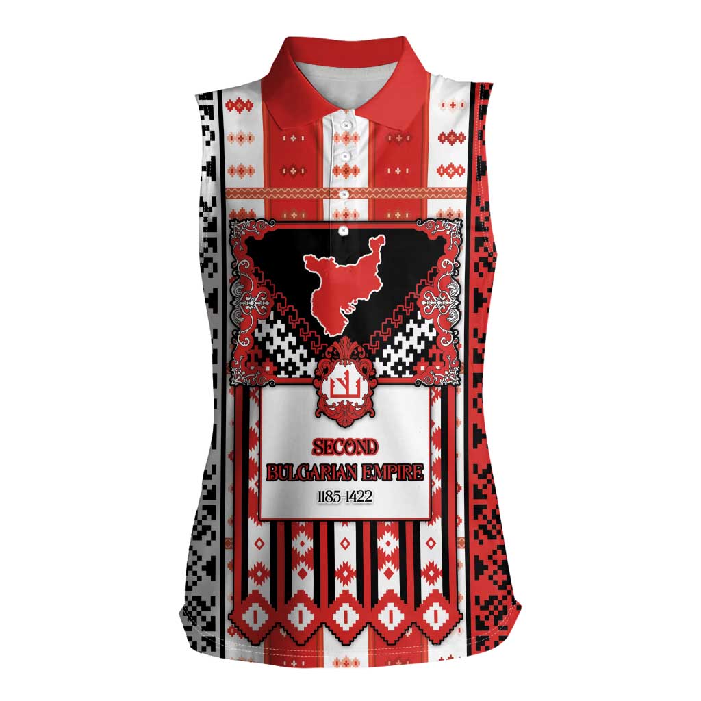Second Bulgarian Empire Women Sleeveless Polo Shirt Slavic Patterns - Wonder Print Shop