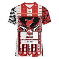Second Bulgarian Empire Women V-Neck T-Shirt Slavic Patterns - Wonder Print Shop