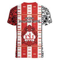 Second Bulgarian Empire Women V-Neck T-Shirt Slavic Patterns - Wonder Print Shop