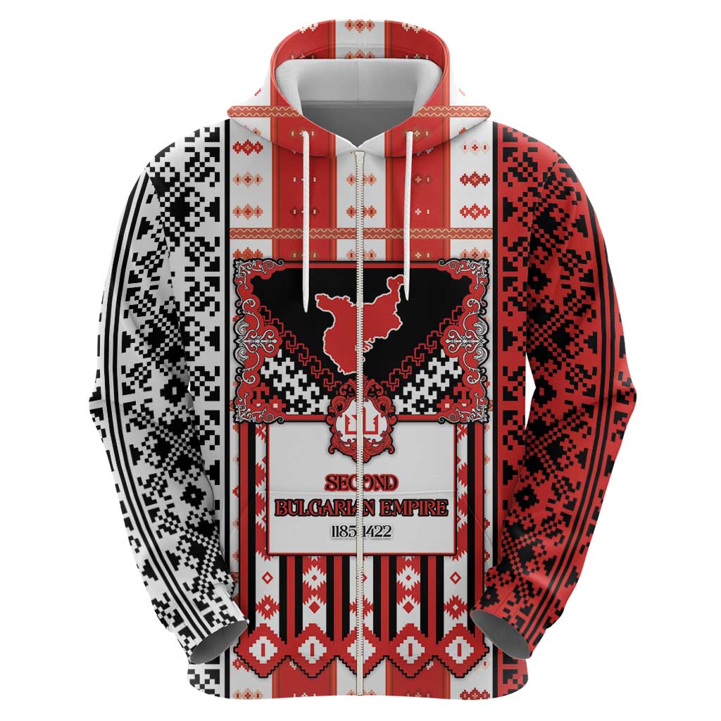 Second Bulgarian Empire Zip Hoodie Slavic Patterns - Wonder Print Shop