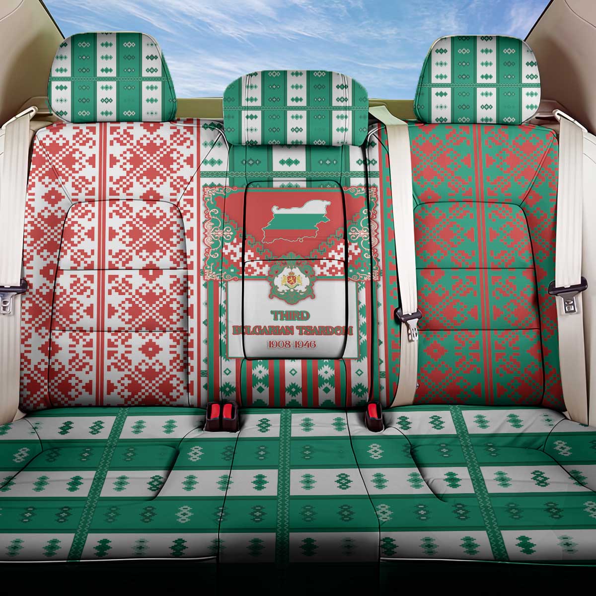 Tsardom Of Bulgaria Back Car Seat Cover Slavic Patterns - Wonder Print Shop