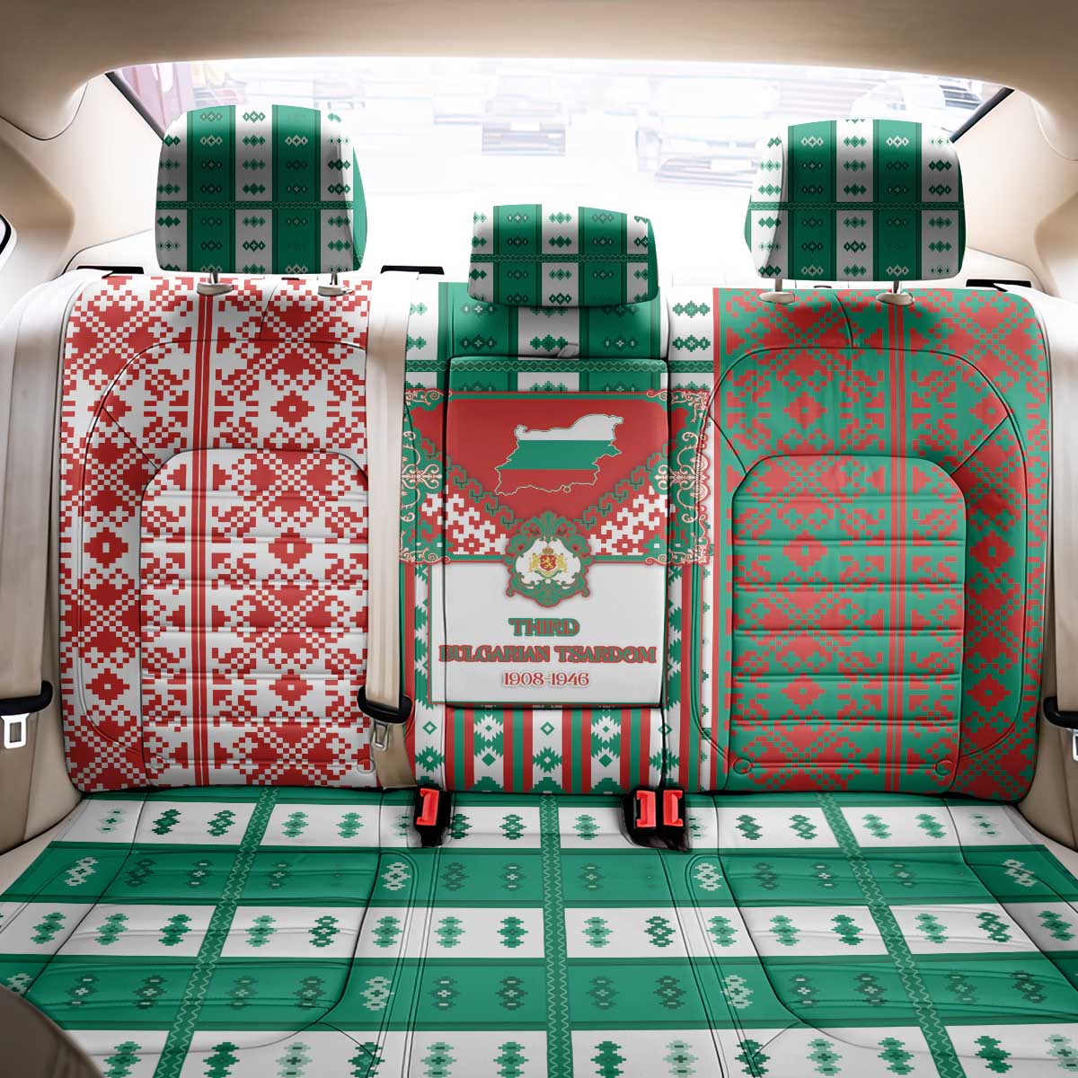Tsardom Of Bulgaria Back Car Seat Cover Slavic Patterns - Wonder Print Shop