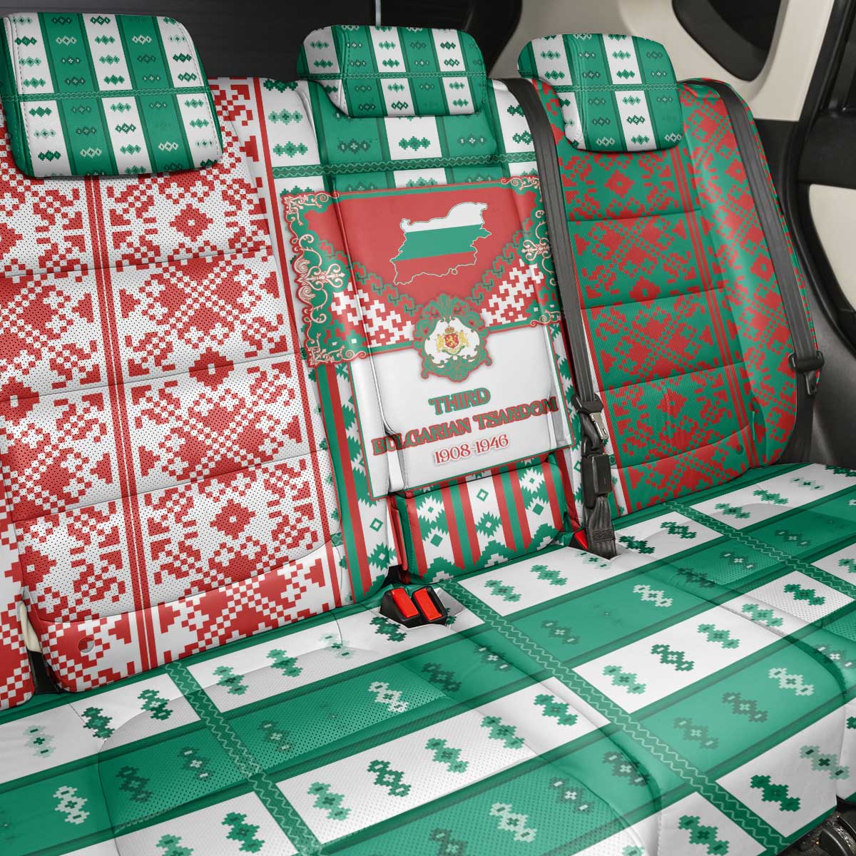 Tsardom Of Bulgaria Back Car Seat Cover Slavic Patterns - Wonder Print Shop