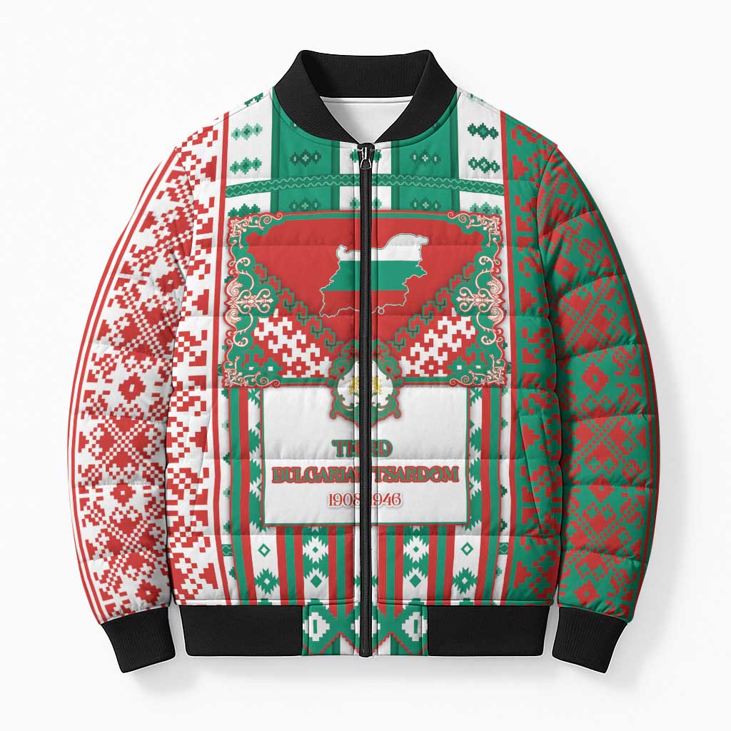 Tsardom Of Bulgaria Bomber Puffer Jacket Slavic Patterns - Wonder Print Shop