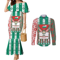 Tsardom Of Bulgaria Couples Matching Mermaid Dress and Long Sleeve Button Shirt Slavic Patterns - Wonder Print Shop