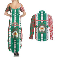 Tsardom Of Bulgaria Couples Matching Summer Maxi Dress and Long Sleeve Button Shirt Slavic Patterns - Wonder Print Shop
