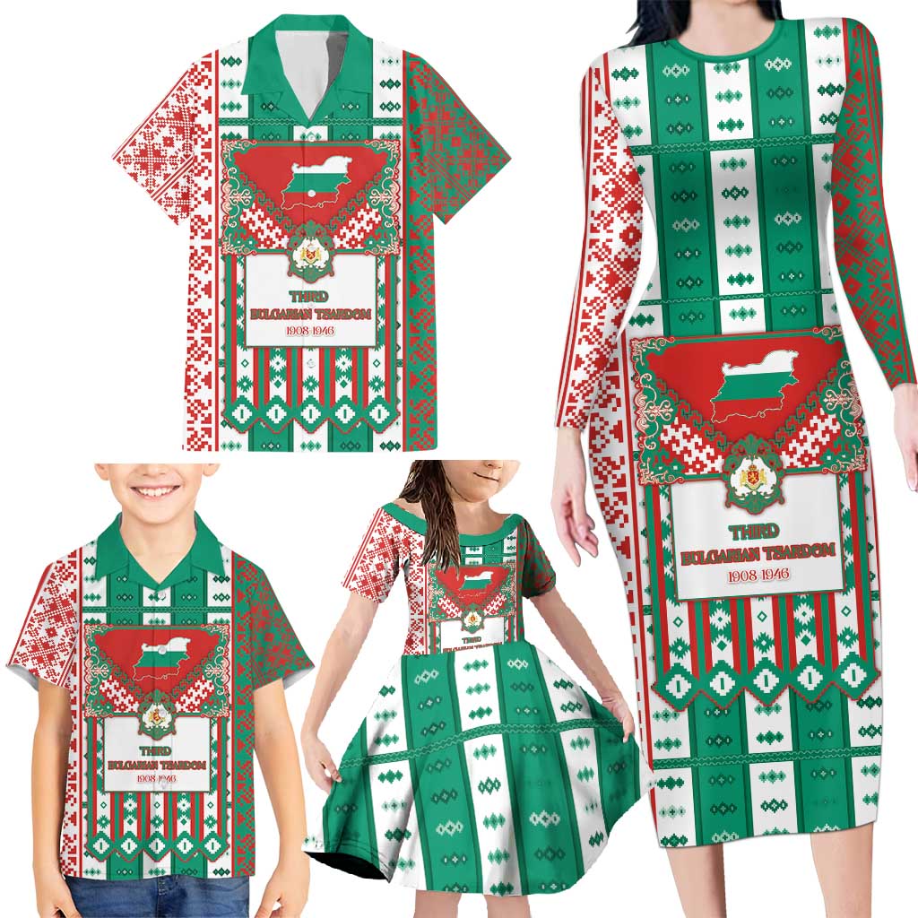 Tsardom Of Bulgaria Family Matching Long Sleeve Bodycon Dress and Hawaiian Shirt Slavic Patterns - Wonder Print Shop