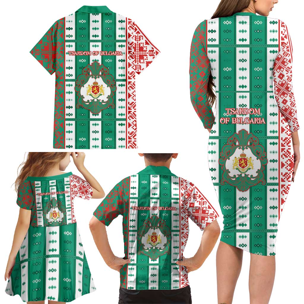 Tsardom Of Bulgaria Family Matching Long Sleeve Bodycon Dress and Hawaiian Shirt Slavic Patterns - Wonder Print Shop