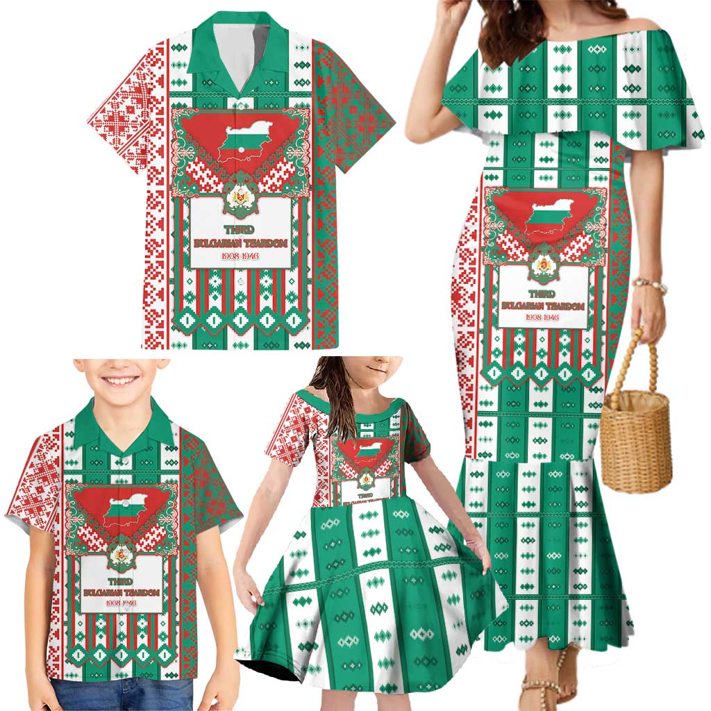 Tsardom Of Bulgaria Family Matching Mermaid Dress and Hawaiian Shirt Slavic Patterns - Wonder Print Shop