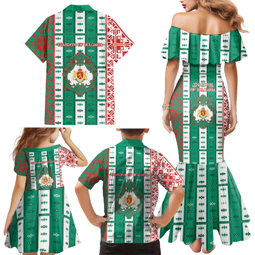 Tsardom Of Bulgaria Family Matching Mermaid Dress and Hawaiian Shirt Slavic Patterns - Wonder Print Shop