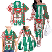 Tsardom Of Bulgaria Family Matching Off The Shoulder Long Sleeve Dress and Hawaiian Shirt Slavic Patterns - Wonder Print Shop